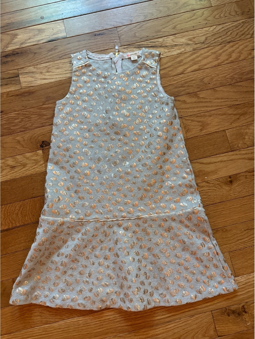 Crewcuts Girls' Size 7 Sleeveless Gray Dress with Gold Sequin Leopard Print